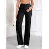 image:imageSidefeel Womens Wide Leg Jeans Casual High Waisted Straight Zimbaplatinum Denim Pants with PocketsDark Black