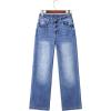 image:imageSidefeel Womens Wide Leg Jeans Casual High Waisted Straight Zimbaplatinum Denim Pants with PocketsDark Blue