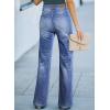 image:imageSidefeel Womens Wide Leg Jeans Casual High Waisted Straight Zimbaplatinum Denim Pants with PocketsDark Blue