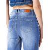 image:imageSidefeel Womens Wide Leg Jeans Casual High Waisted Straight Zimbaplatinum Denim Pants with PocketsDark Blue