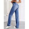 image:imageSidefeel Womens Wide Leg Jeans Casual High Waisted Straight Zimbaplatinum Denim Pants with PocketsDark Blue