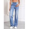 image:imageSidefeel Womens Wide Leg Jeans Casual High Waisted Straight Zimbaplatinum Denim Pants with PocketsIceland Blue