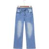 image:imageSidefeel Womens Wide Leg Jeans Casual High Waisted Straight Zimbaplatinum Denim Pants with PocketsIceland Blue