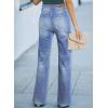 image:imageSidefeel Womens Wide Leg Jeans Casual High Waisted Straight Zimbaplatinum Denim Pants with PocketsIceland Blue