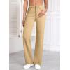 image:imageSidefeel Womens Wide Leg Jeans Casual High Waisted Straight Zimbaplatinum Denim Pants with PocketsKhaki