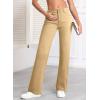 image:imageSidefeel Womens Wide Leg Jeans Casual High Waisted Straight Zimbaplatinum Denim Pants with PocketsKhaki