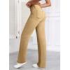 image:imageSidefeel Womens Wide Leg Jeans Casual High Waisted Straight Zimbaplatinum Denim Pants with PocketsKhaki
