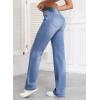 image:imageSidefeel Womens Wide Leg Jeans Casual High Waisted Straight Zimbaplatinum Denim Pants with PocketsLight Blue