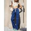 image:imageSidefeel Womens Wide Leg Jeans High Waisted Elastic Stretchy Straight Leg Trendy Drawstring Baggy Pull On Denim PantsBlue