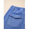 image:imageSidefeel Womens Wide Leg Jeans High Waisted Elastic Stretchy Straight Leg Trendy Drawstring Baggy Pull On Denim PantsIceland Blue