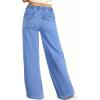 image:imageSidefeel Womens Wide Leg Jeans High Waisted Elastic Stretchy Straight Leg Trendy Drawstring Baggy Pull On Denim PantsIceland Blue