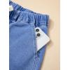 image:imageSidefeel Womens Wide Leg Jeans High Waisted Elastic Stretchy Straight Leg Trendy Drawstring Baggy Pull On Denim PantsIceland Blue