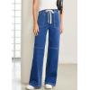 image:imageSidefeel Womens Wide Leg Jeans High Waisted Elastic Stretchy Straight Leg Trendy Drawstring Baggy Pull On Denim PantsLight Blue