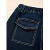 image:imageSidefeel Womens Wide Leg Jeans High Waisted Elastic Stretchy Straight Leg Trendy Drawstring Baggy Pull On Denim PantsVintage Blue