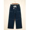 image:imageSidefeel Womens Wide Leg Jeans High Waisted Elastic Stretchy Straight Leg Trendy Drawstring Baggy Pull On Denim PantsVintage Blue