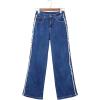 image:imageSidefeel Womens Wide Leg Jeans High Waisted Straight Leg Stretchy Patchwork Side Panel Denim Pants with PocketsBluing