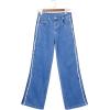 image:imageSidefeel Womens Wide Leg Jeans High Waisted Straight Leg Stretchy Patchwork Side Panel Denim Pants with PocketsDark Blue