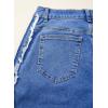 image:imageSidefeel Womens Wide Leg Jeans High Waisted Straight Leg Stretchy Patchwork Side Panel Denim Pants with PocketsDark Blue