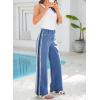 image:imageSidefeel Womens Wide Leg Jeans High Waisted Straight Leg Stretchy Patchwork Side Panel Denim Pants with PocketsDark Blue