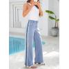 image:imageSidefeel Womens Wide Leg Jeans High Waisted Straight Leg Stretchy Patchwork Side Panel Denim Pants with PocketsIceland Blue