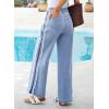 image:imageSidefeel Womens Wide Leg Jeans High Waisted Straight Leg Stretchy Patchwork Side Panel Denim Pants with PocketsIceland Blue