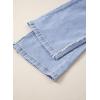 image:imageSidefeel Womens Wide Leg Jeans High Waisted Straight Leg Stretchy Patchwork Side Panel Denim Pants with PocketsIceland Blue