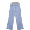 image:imageSidefeel Womens Wide Leg Jeans High Waisted Straight Leg Stretchy Patchwork Side Panel Denim Pants with PocketsIceland Blue