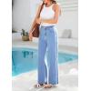 image:imageSidefeel Womens Wide Leg Jeans High Waisted Straight Leg Stretchy Patchwork Side Panel Denim Pants with PocketsLight Blue