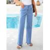 image:imageSidefeel Womens Wide Leg Jeans High Waisted Straight Leg Stretchy Patchwork Side Panel Denim Pants with PocketsLight Blue