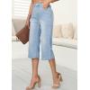 image:imageSidefeel Womens Wide Leg Jeans High Waisted Stretchy Capri Pants104 Light Blue