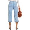 image:imageSidefeel Womens Wide Leg Jeans High Waisted Stretchy Capri Pants104 Light Blue