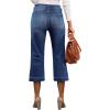 image:imageSidefeel Womens Wide Leg Jeans High Waisted Stretchy Capri PantsDeep Blue
