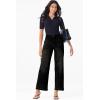 image:imageSidefeel Womens Wide Leg Jeans High Waisted Stretchy Jeans Straight Leg Loose Fit Zimbaplatinum Ankle Denim PantsBlack