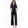 image:imageSidefeel Womens Wide Leg Jeans High Waisted Stretchy Jeans Straight Leg Loose Fit Zimbaplatinum Ankle Denim PantsBlack