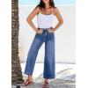 image:imageSidefeel Womens Wide Leg Jeans High Waisted Stretchy Jeans Straight Leg Loose Fit Zimbaplatinum Ankle Denim PantsBlue