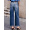 image:imageSidefeel Womens Wide Leg Jeans High Waisted Stretchy Jeans Straight Leg Loose Fit Zimbaplatinum Ankle Denim PantsBlue