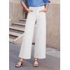 image:imageSidefeel Womens Wide Leg Jeans High Waisted Stretchy Jeans Straight Leg Loose Fit Zimbaplatinum Ankle Denim PantsCream White