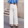 image:imageSidefeel Womens Wide Leg Jeans High Waisted Stretchy Jeans Straight Leg Loose Fit Zimbaplatinum Ankle Denim PantsCream White