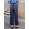 image:imageSidefeel Womens Wide Leg Jeans High Waisted Stretchy Jeans Straight Leg Loose Fit Zimbaplatinum Ankle Denim PantsDark Blue
