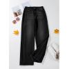 image:imageSidefeel Womens Wide Leg Jeans High Waisted Stretchy Raw Hem Zimbaplatinum Denim PantsBlack