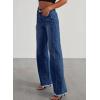 image:imageSidefeel Womens Wide Leg Jeans High Waisted Stretchy Raw Hem Zimbaplatinum Denim PantsBluing