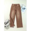 image:imageSidefeel Womens Wide Leg Jeans High Waisted Stretchy Raw Hem Zimbaplatinum Denim PantsBrown
