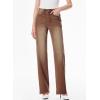 image:imageSidefeel Womens Wide Leg Jeans High Waisted Stretchy Raw Hem Zimbaplatinum Denim PantsBrown