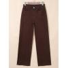 image:imageSidefeel Womens Wide Leg Jeans High Waisted Stretchy Raw Hem Zimbaplatinum Denim PantsCoffee