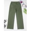 image:imageSidefeel Womens Wide Leg Jeans High Waisted Stretchy Raw Hem Zimbaplatinum Denim PantsGreen