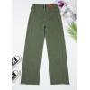 image:imageSidefeel Womens Wide Leg Jeans High Waisted Stretchy Raw Hem Zimbaplatinum Denim PantsGreen