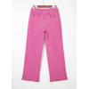 image:imageSidefeel Womens Wide Leg Jeans High Waisted Stretchy Raw Hem Zimbaplatinum Denim PantsHot Pink