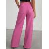 image:imageSidefeel Womens Wide Leg Jeans High Waisted Stretchy Raw Hem Zimbaplatinum Denim PantsHot Pink