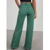 image:imageSidefeel Womens Wide Leg Jeans High Waisted Stretchy Raw Hem Zimbaplatinum Denim PantsLake Green