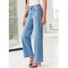 image:imageSidefeel Womens Wide Leg Jeans High Waisted Stretchy Raw Hem Zimbaplatinum Denim PantsLight Blue